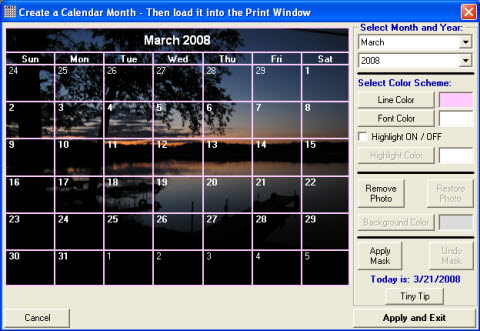 Use photo editor to create calendars